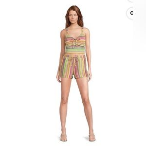 No Boundaries Crochet Tank Top and Shorts Set, 2-Piece, Size Large
